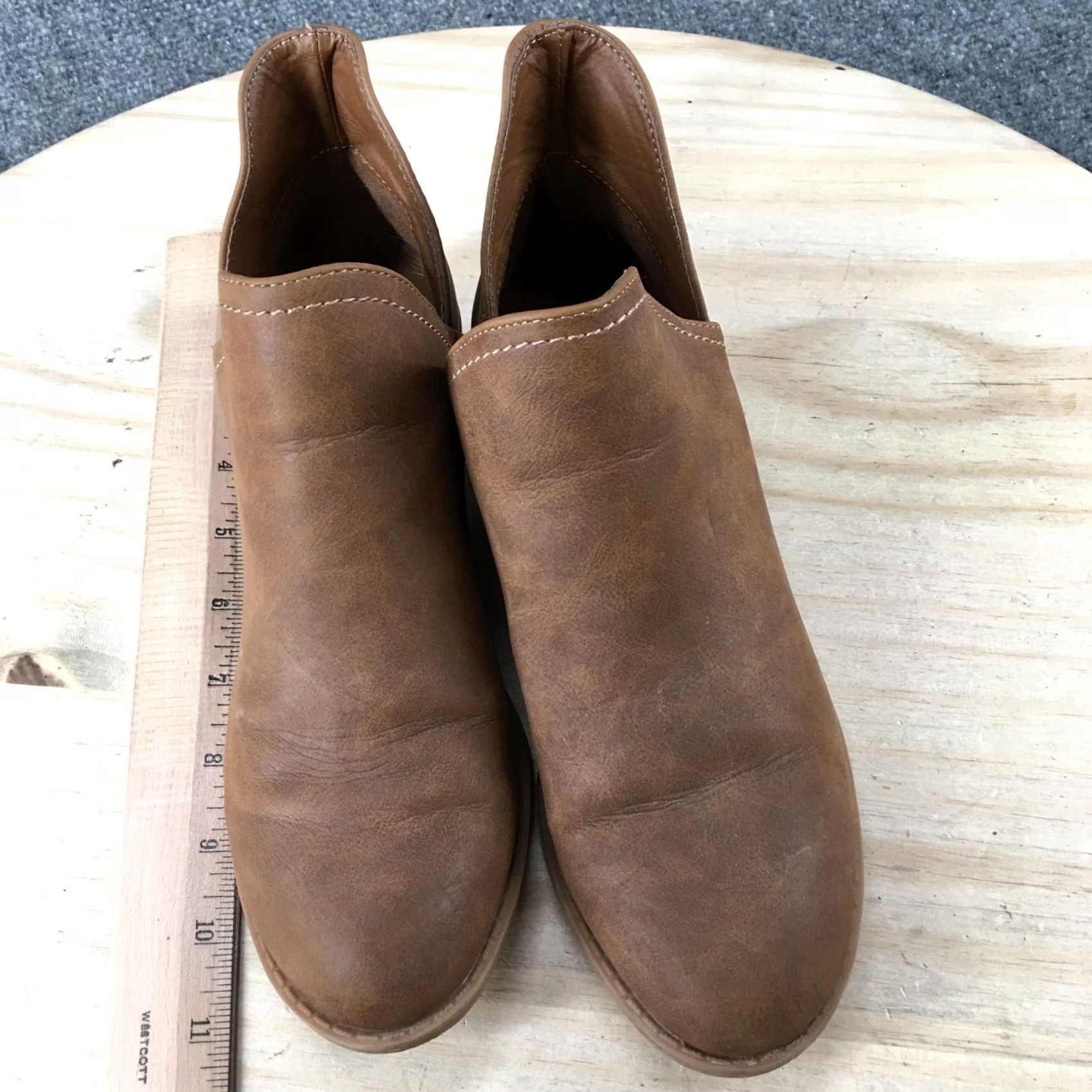 Vintage Universal Thread Boots Womens 6.5 Ankle Booties Brown Faux Leather Pull On Boots Size US 7 / IT 37 - 7 Thumbnail