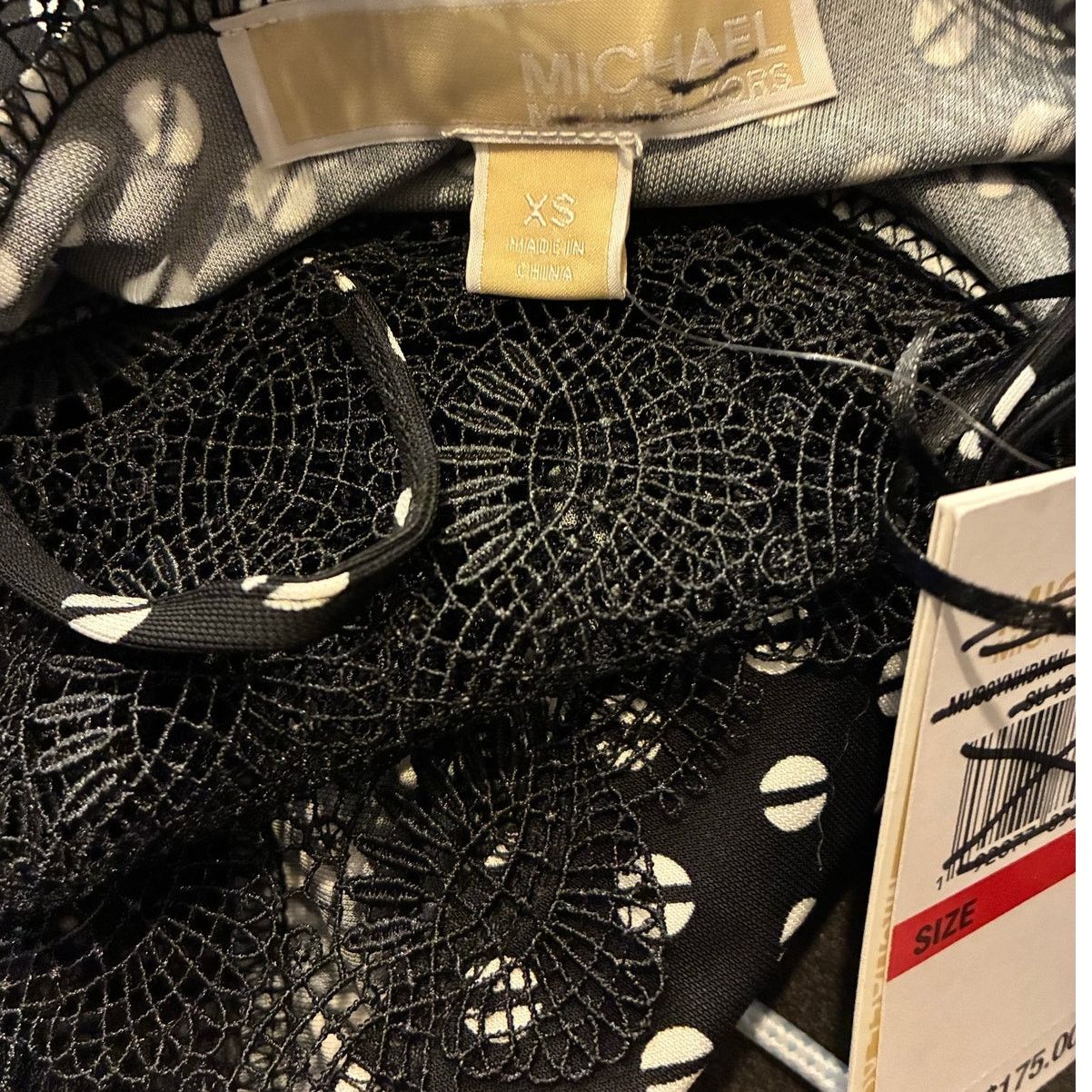 Michael Kors Michael Kors Black White Polka Dot Lace Trim Midi Dress XS Size XS / US 0-2 / IT 36-38 - 4 Thumbnail