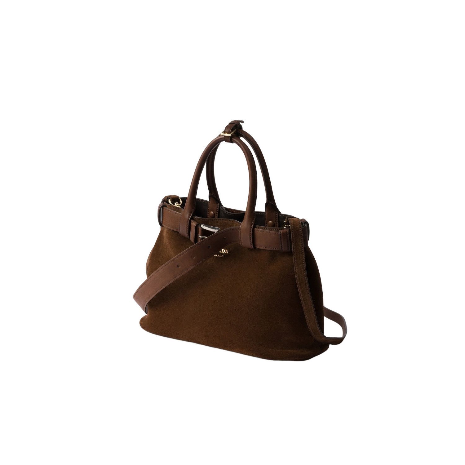 Prada PRADA Buckle Medium $5900 Cocoa Brown Top Handle Bag New & A Size ONE SIZE - 2 Thumbnail