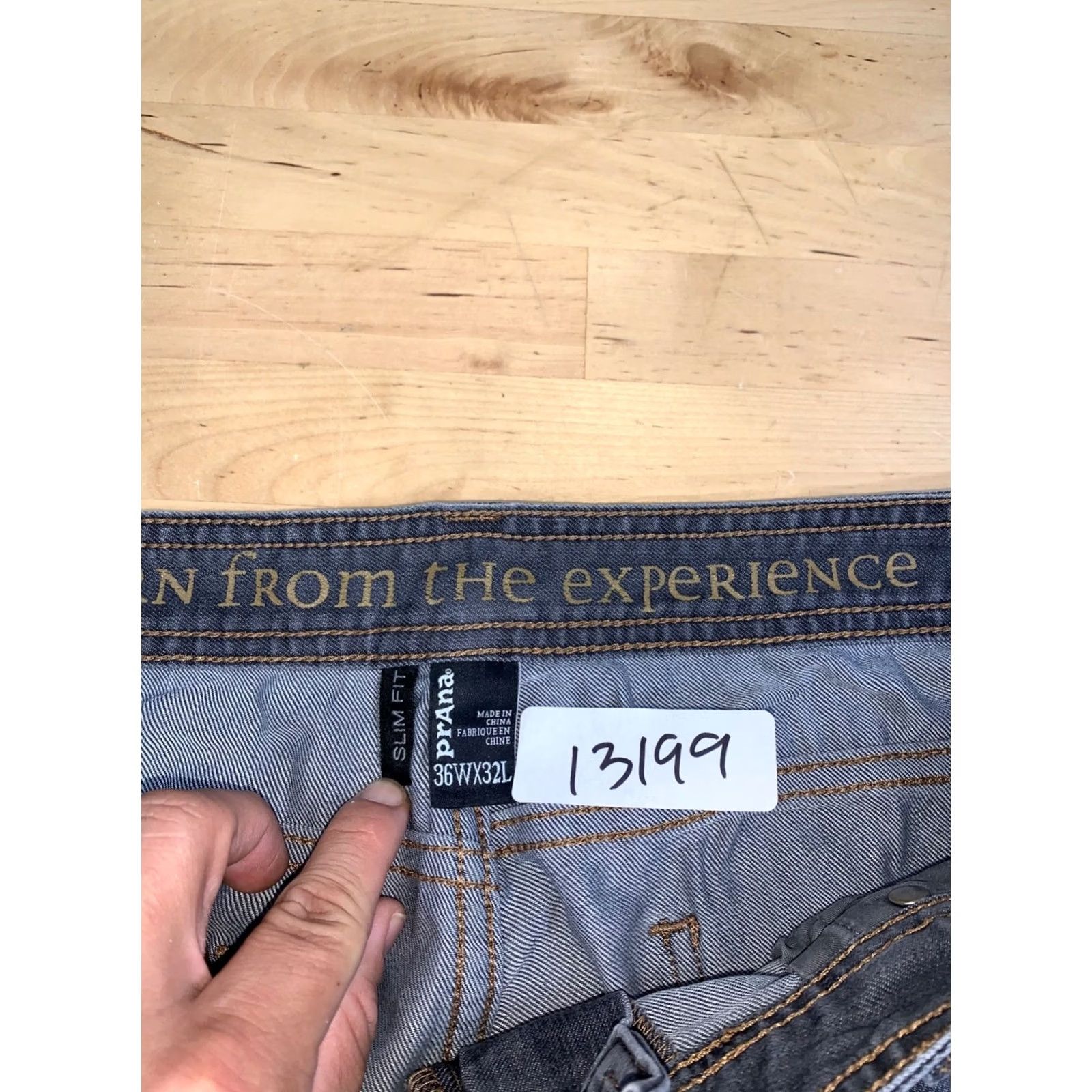 Prana prAna Slim Fit Jeans Men 38x30 Gray Denim 5-Pocket Logo Outdoor Hiking Casual Straight Vintage: No Mens Slim 38 Regular Gray Jeans Size US 38 / EU 54 - 2 Thumbnail