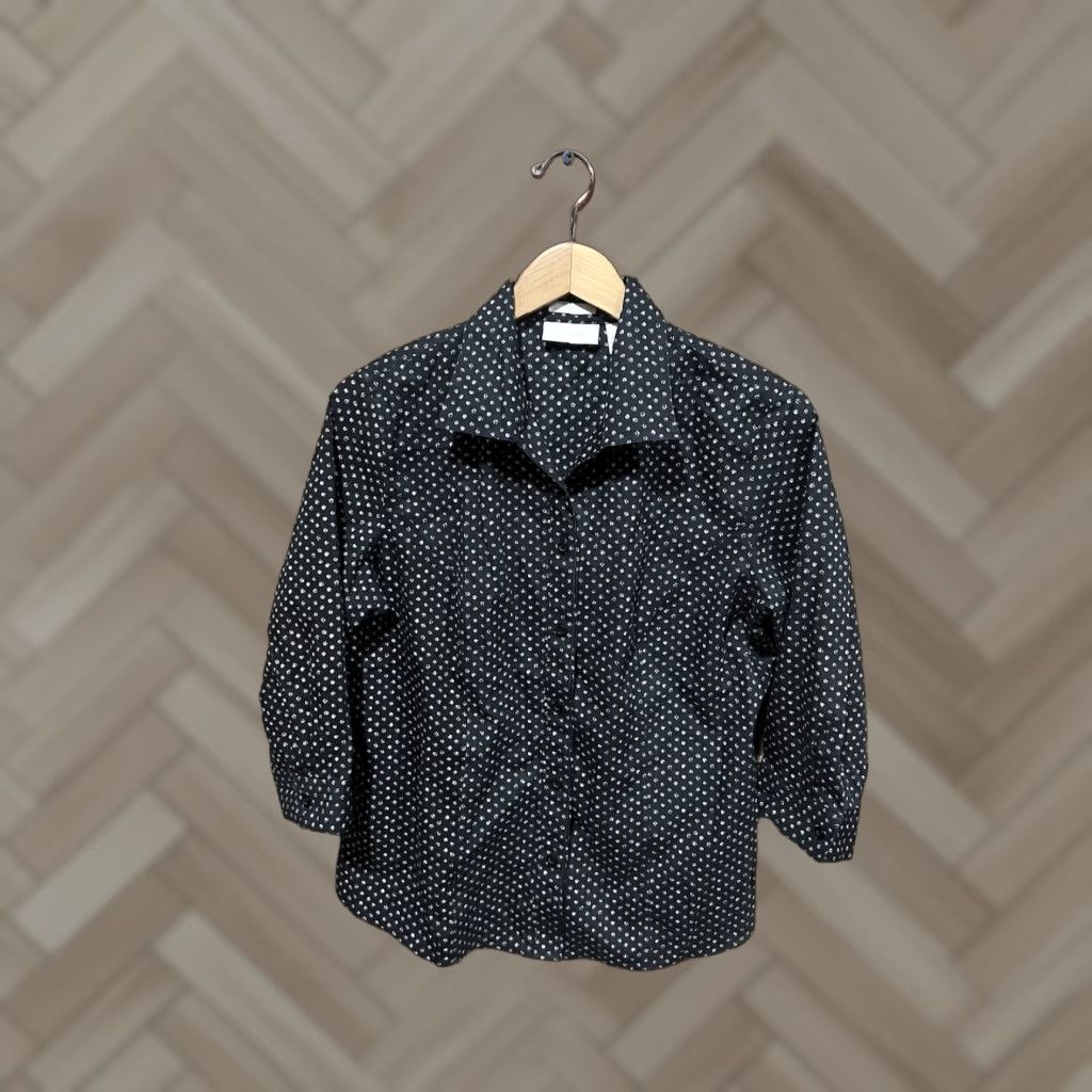 Vintage Chicos Womens Black Polka Dot Long Sleeve Button-Up Shirt Size 1 Size XS / US 0-2 / IT 36-38 - 1 Thumbnail