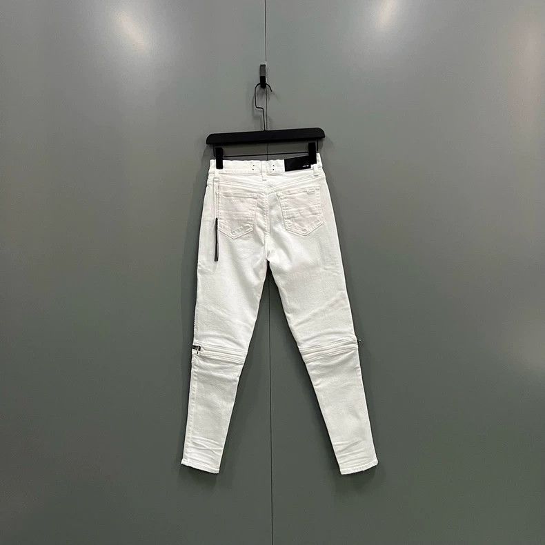 Amiri Amiri White Knee Zipper Denim Pants Size 25" / US 0 / IT 36 - 3 Thumbnail