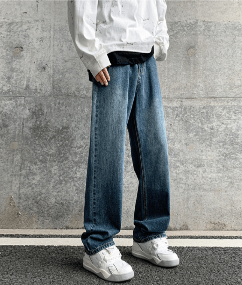 Japanese Brand × Jean Retro blue straight-leg trendy loose wide-leg bootcut jeans Size US 32 / EU 48 - 2 Thumbnail