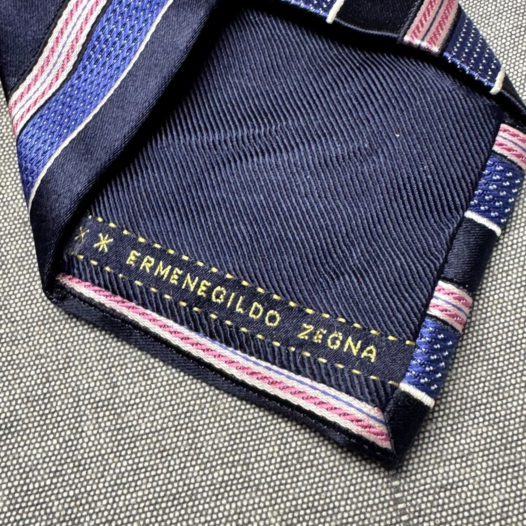 Ermenegildo Zegna Ermenegildo Zegna Tie Mens Blue Striped Silk Cotton Classic Pointed Size ONE SIZE - 3 Thumbnail