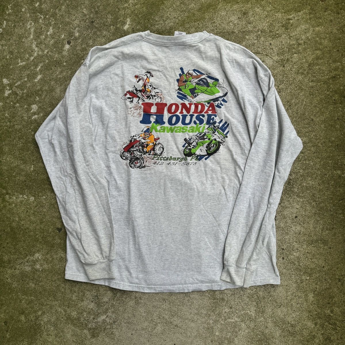 Vintage Honda House Kawasaki Bikes Faded Moto Shirt ERD Biker WCC Size US XXL / EU 58 / 5 - 1 Thumbnail