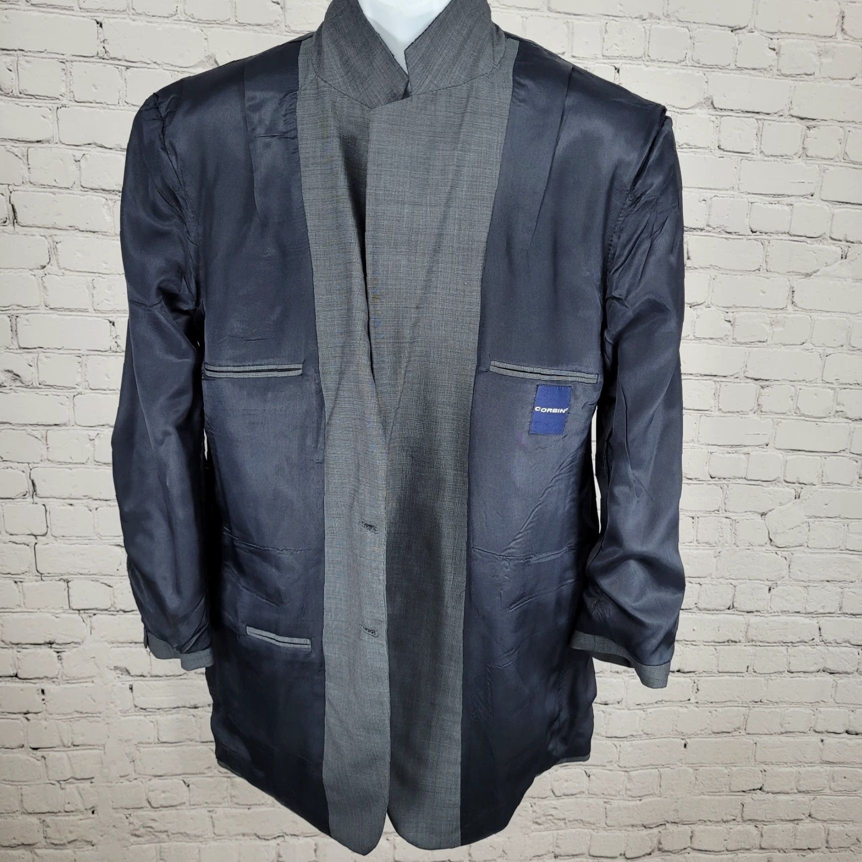 Vintage VINTAGE Corbin Blazer Mens 2 Button Notch Vented Wool Gray 44L Long Regular 2 Piece Suits & Sport Coats Size 44R - 6 Thumbnail