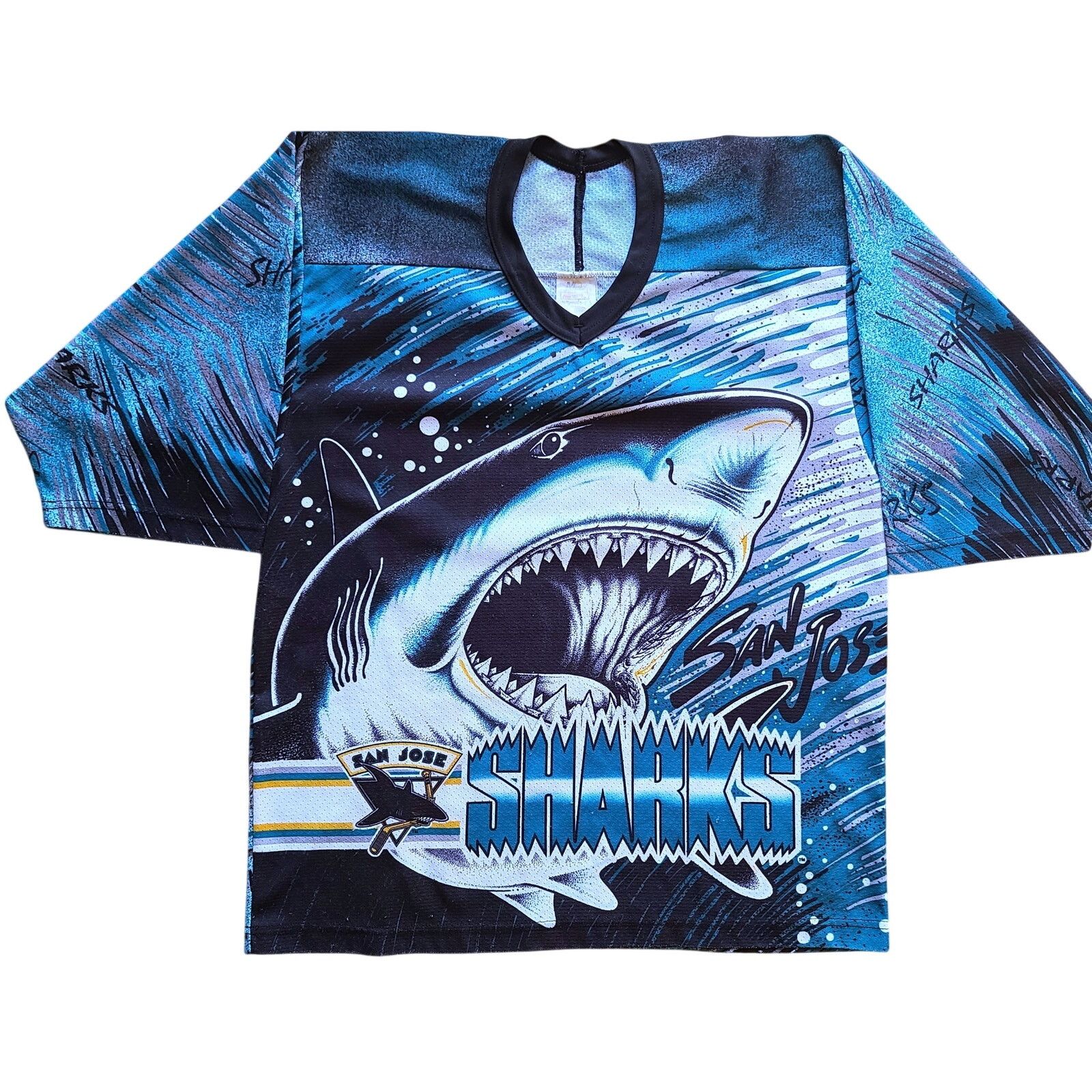 NHL × Starter San Jose Sharks 90s CCM Graphic AOP jersey teal NHL vintage Size US S / EU 44-46 / 1 - 2 Thumbnail