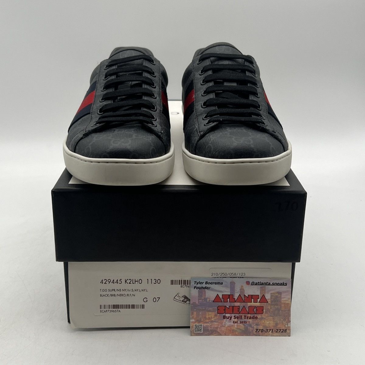 Gucci Gucci ace gg supreme black grey Size US 7.5 / EU 40-41 - 2 Thumbnail
