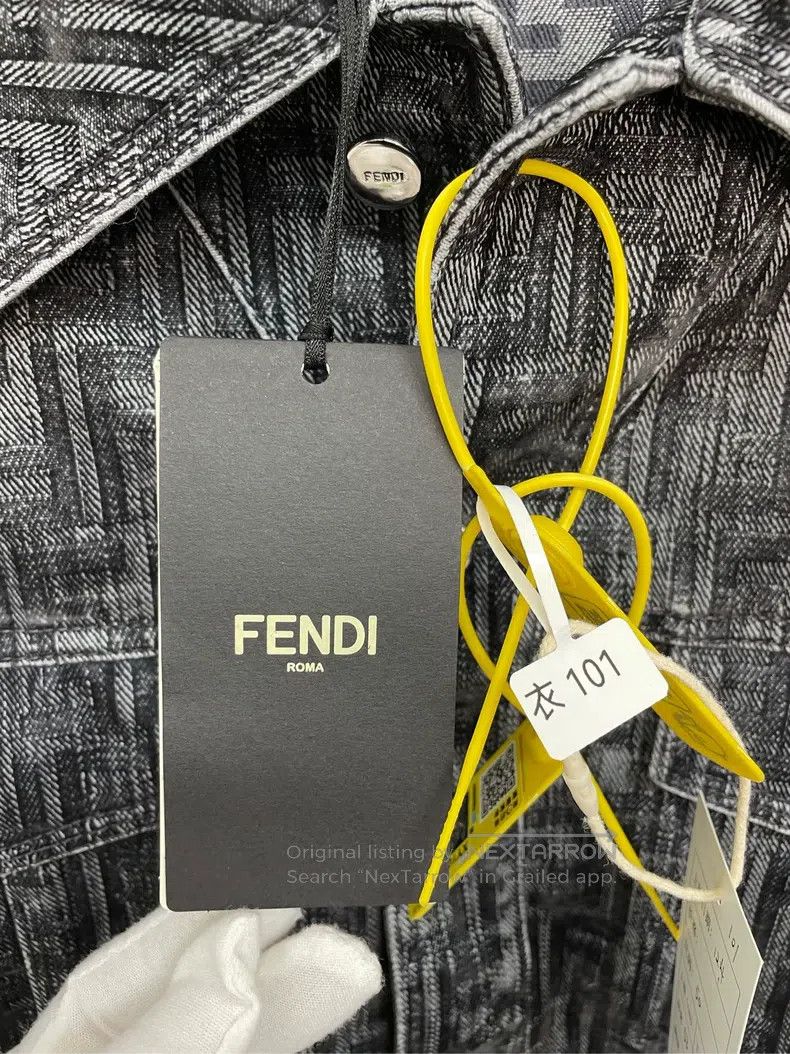 Fendi Fendi Velvet Printed Denim Jacket in Black and Grey Size US M / EU 48-50 / 2 - 2 Thumbnail