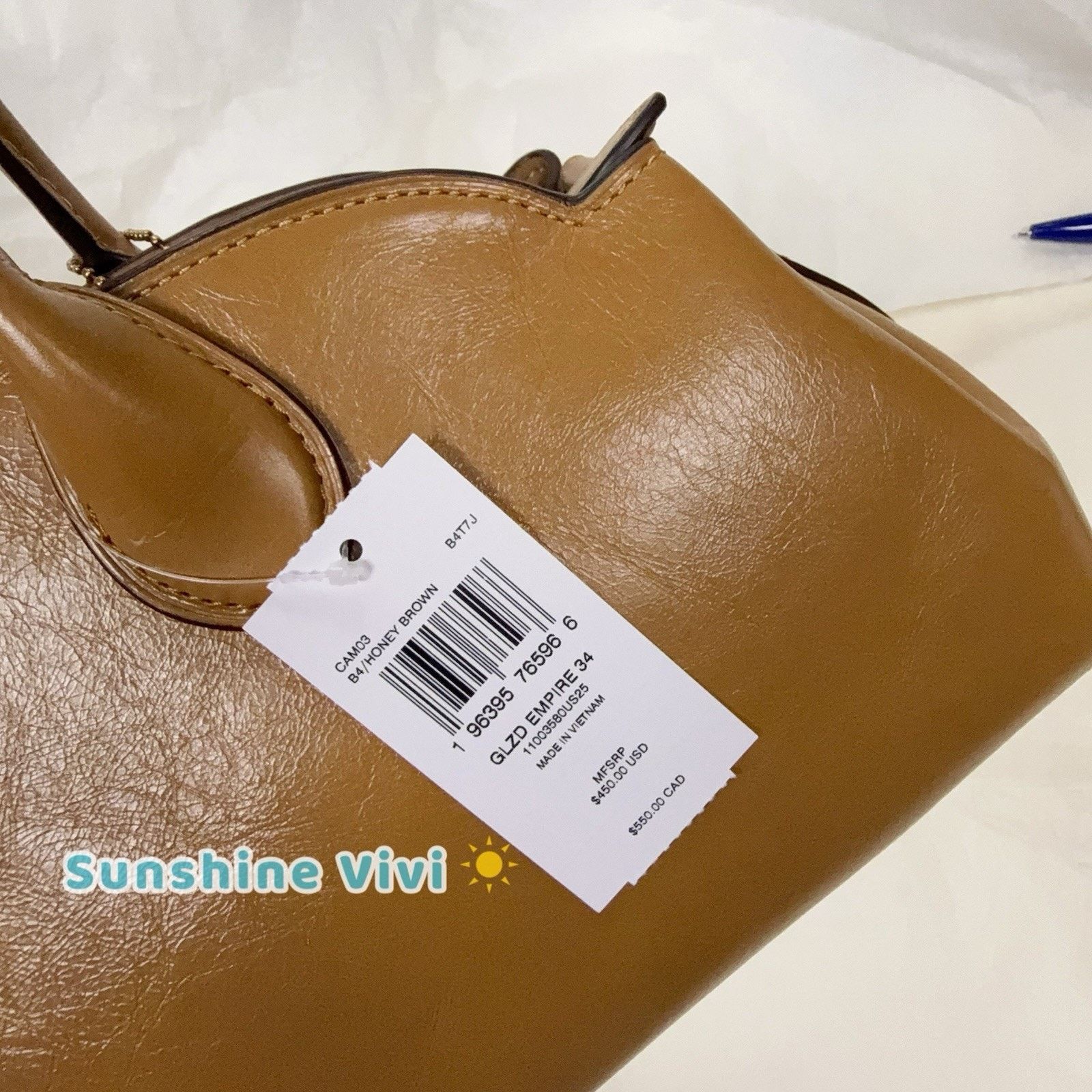 Coach NWT COACH Empire Carryall Bag 34 Brass/Honey Brown CAM03 Size ONE SIZE - 5 Thumbnail