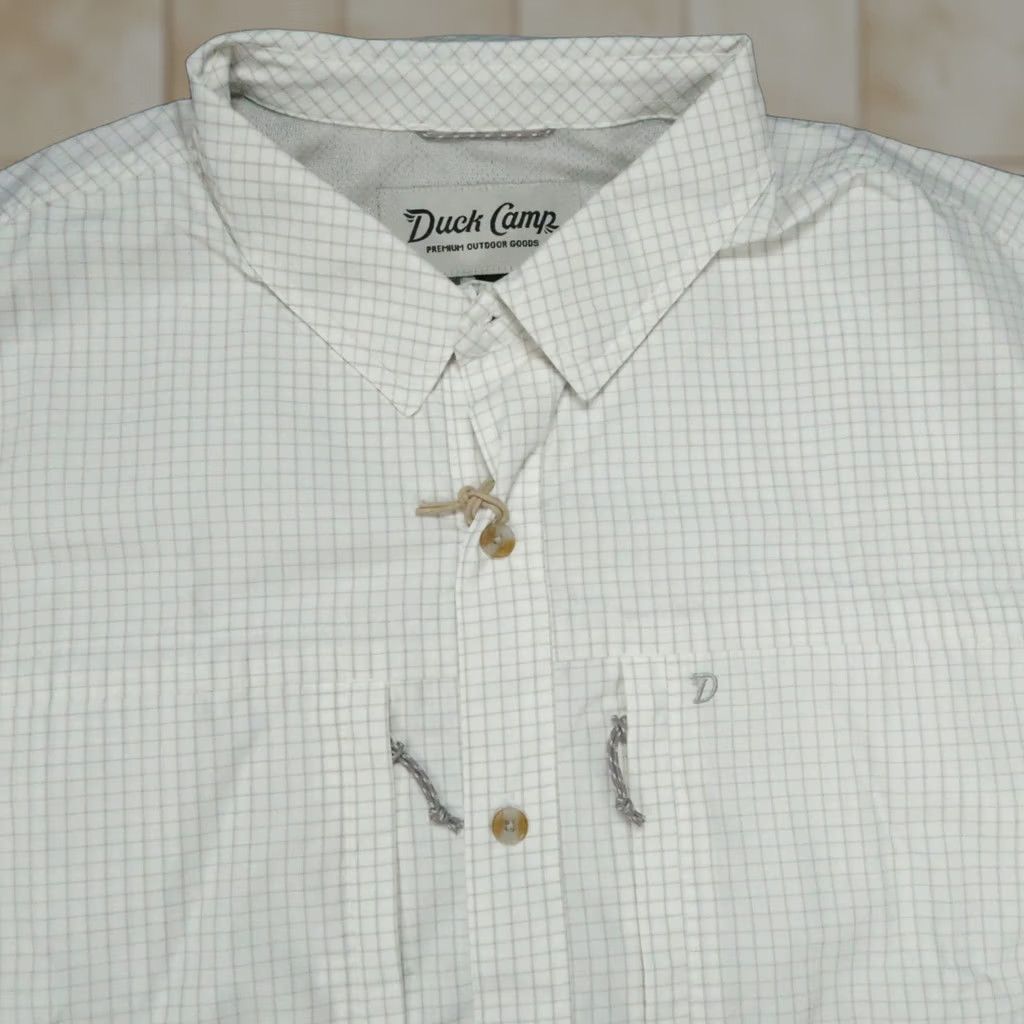 Vintage Duck Camp Shirt Mens 2XL White Check Long Sleeve Button-Up Pockets Casual Travel Outdoors Size US XXL / EU 58 / 5 - 1 Thumbnail