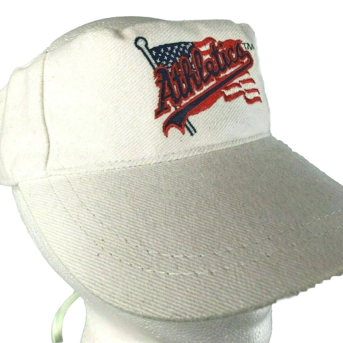Other Oakland A's Athletics White Visor Cap SGA July 4th USA + In- Size 46 - 3 Thumbnail