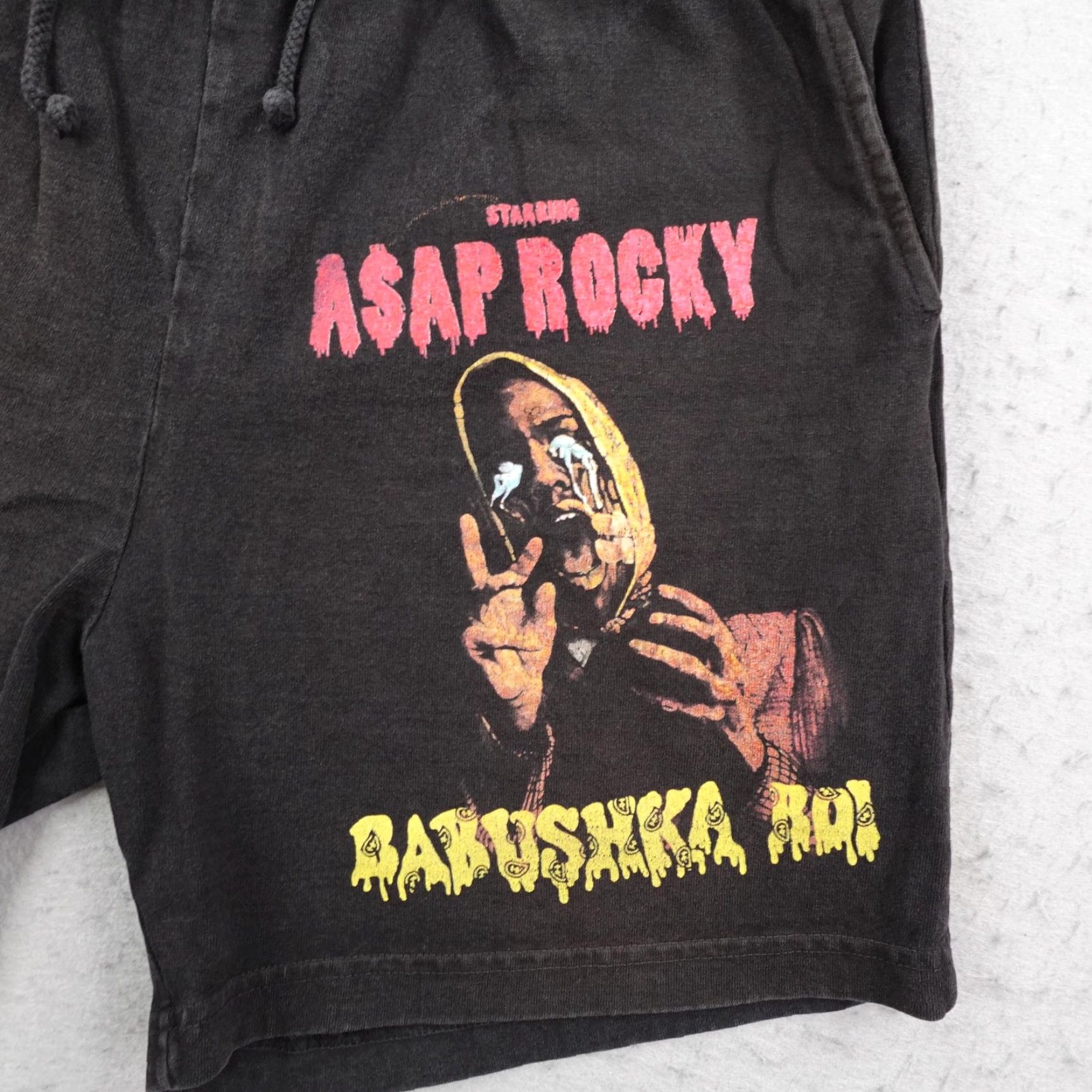 AWGE ASAP Rocky Shorts Mens M Black AWGE Sweat Joggers Babushka Boi Hip Hop Rap Size US 31 - 2 Thumbnail