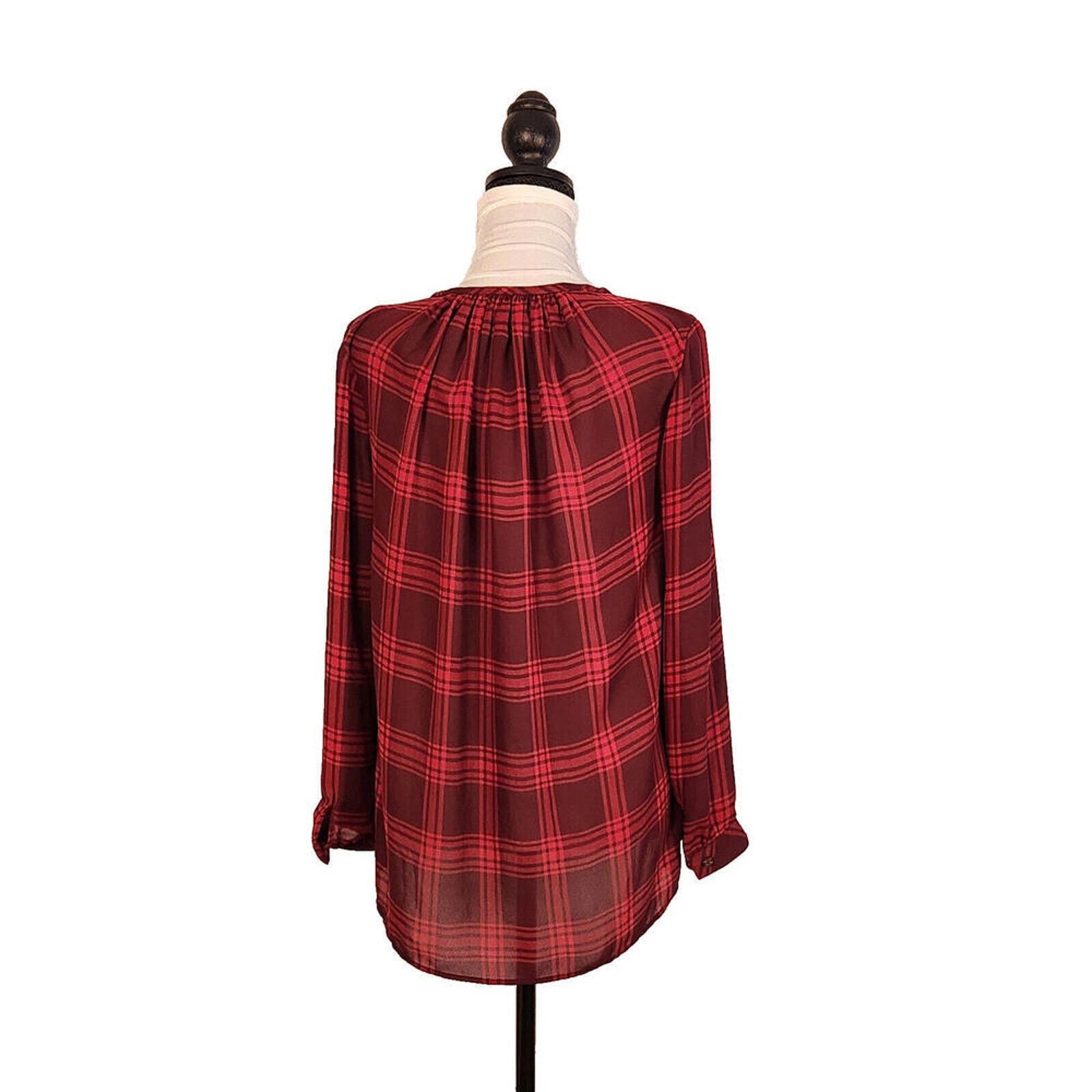 Other a.n.a A New Approach Petite Small PS Blouse Red Plaid Top Size S / US 4 / IT 40 - 2 Thumbnail