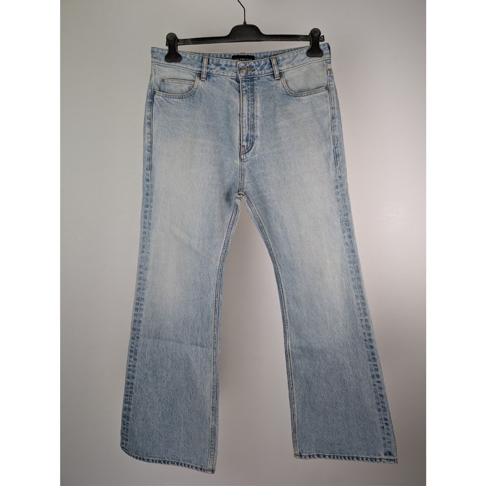 Balenciaga o1rshd1 Flared Denim Pants in Light Indigo/Madder Size US 33 - 2 Thumbnail