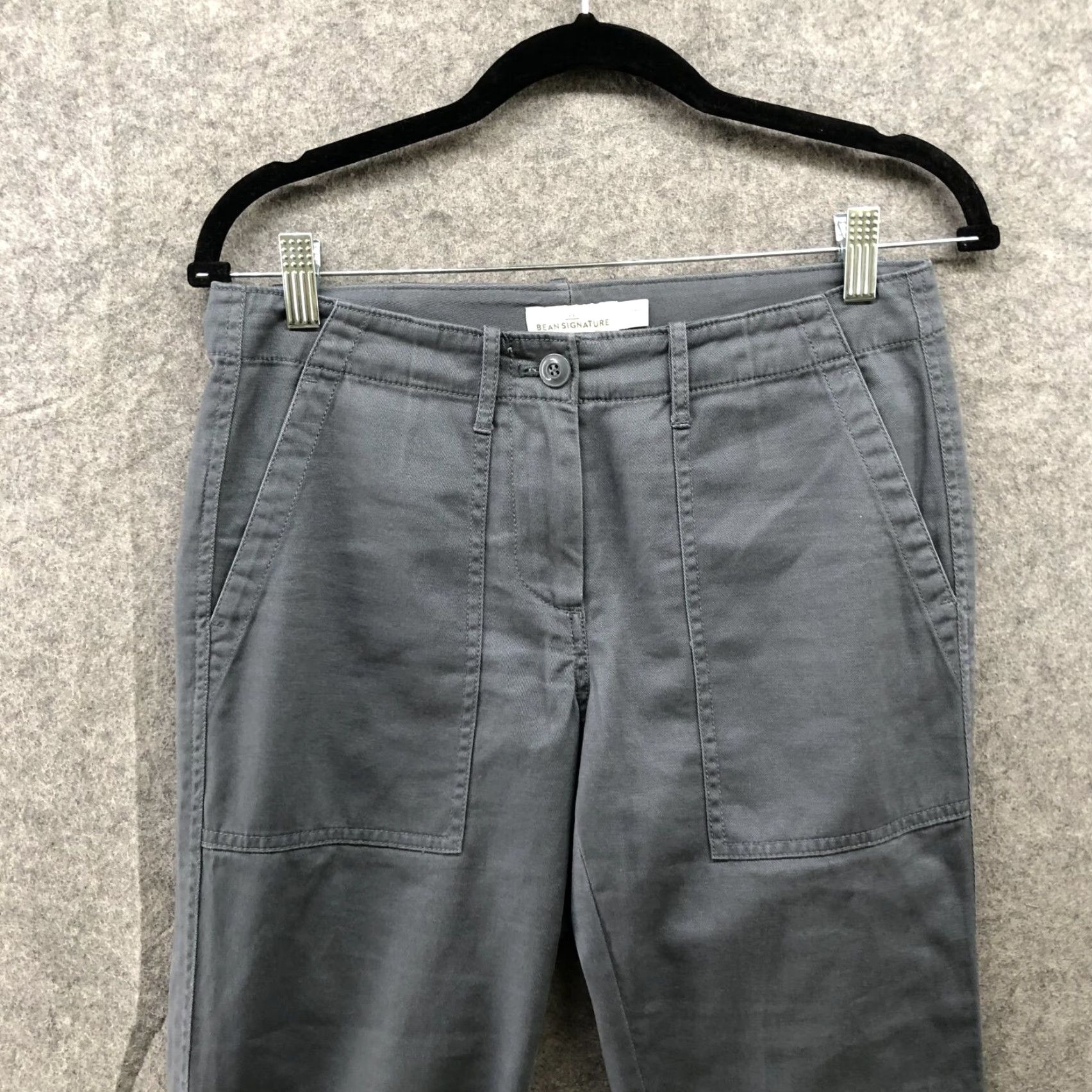Vintage L.L. Bean Signature Chino Jogger Pants Womens Size 4 Gray Mid Rise Flat Front Pockets Twill Cotton Blend Dress Casual Workwear Size 27" / US 4 / IT 40 - 3 Thumbnail