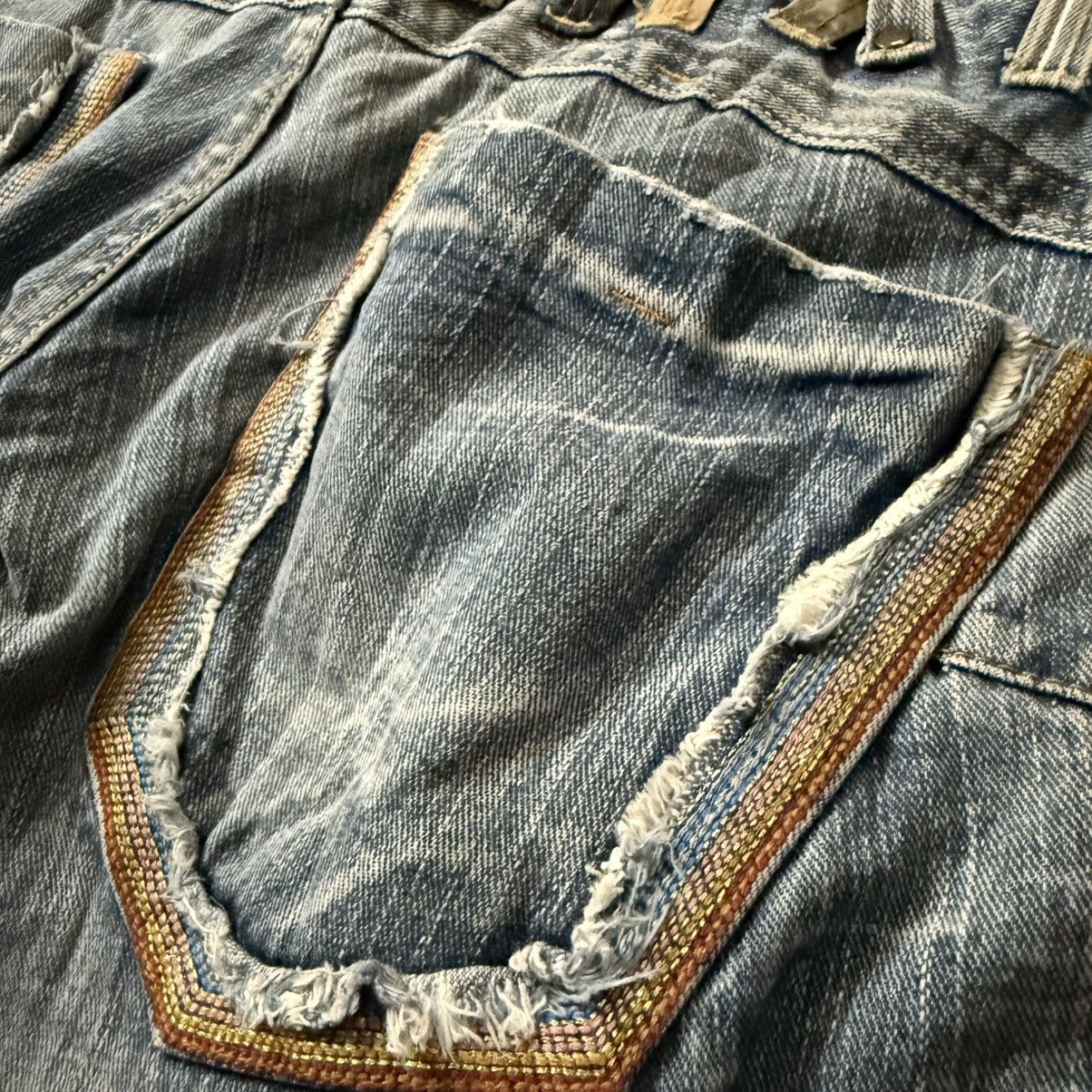 If Six Was Nine 🇯🇵🔥 Y2k Japanese Seditionaries Double Waist Ripped Denim Size US 31 - 5 Thumbnail