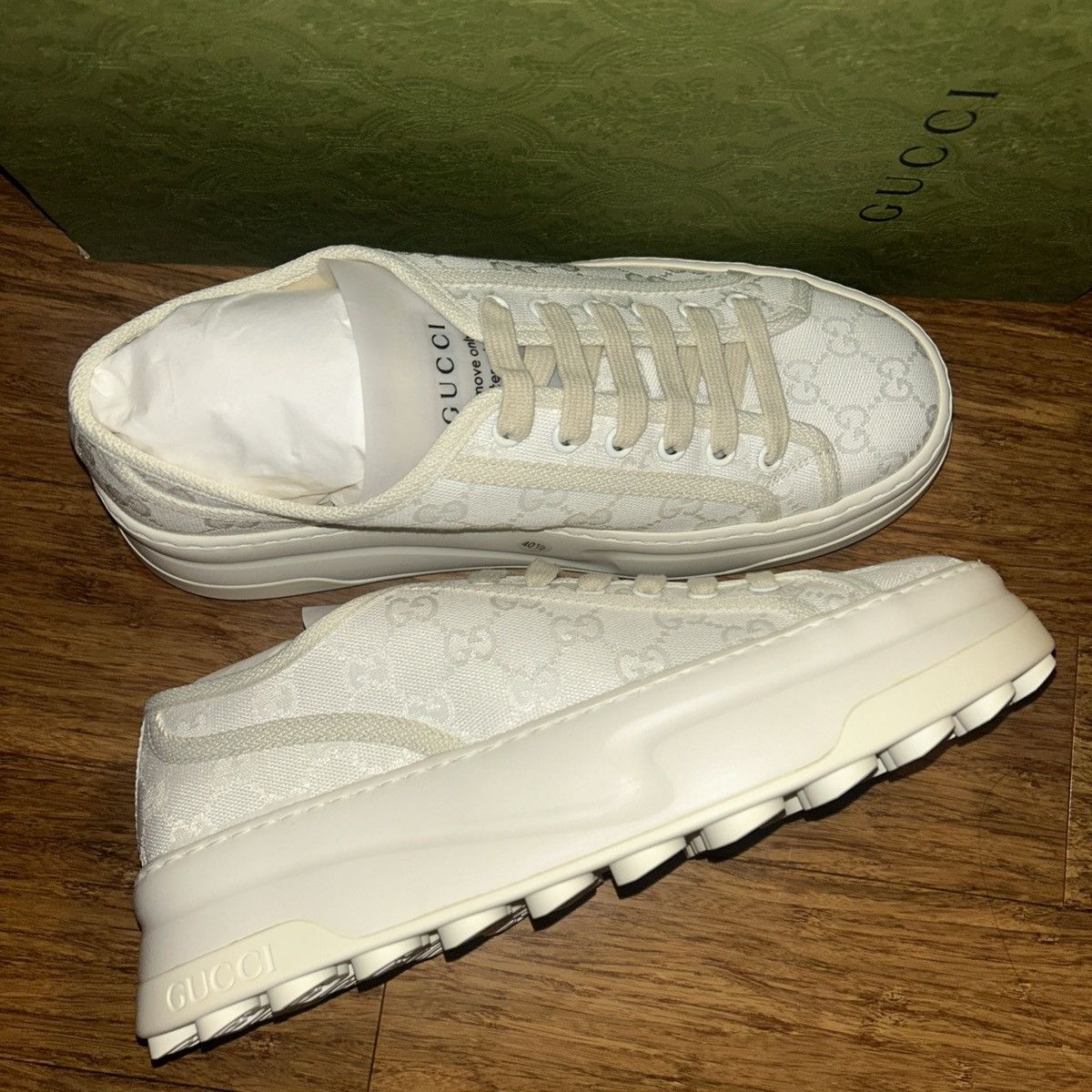 Gucci Gucci Tennis 1977 GG Logo Embroidery Sneaker Great White Size US 10.5 / IT 40.5 - 5 Thumbnail