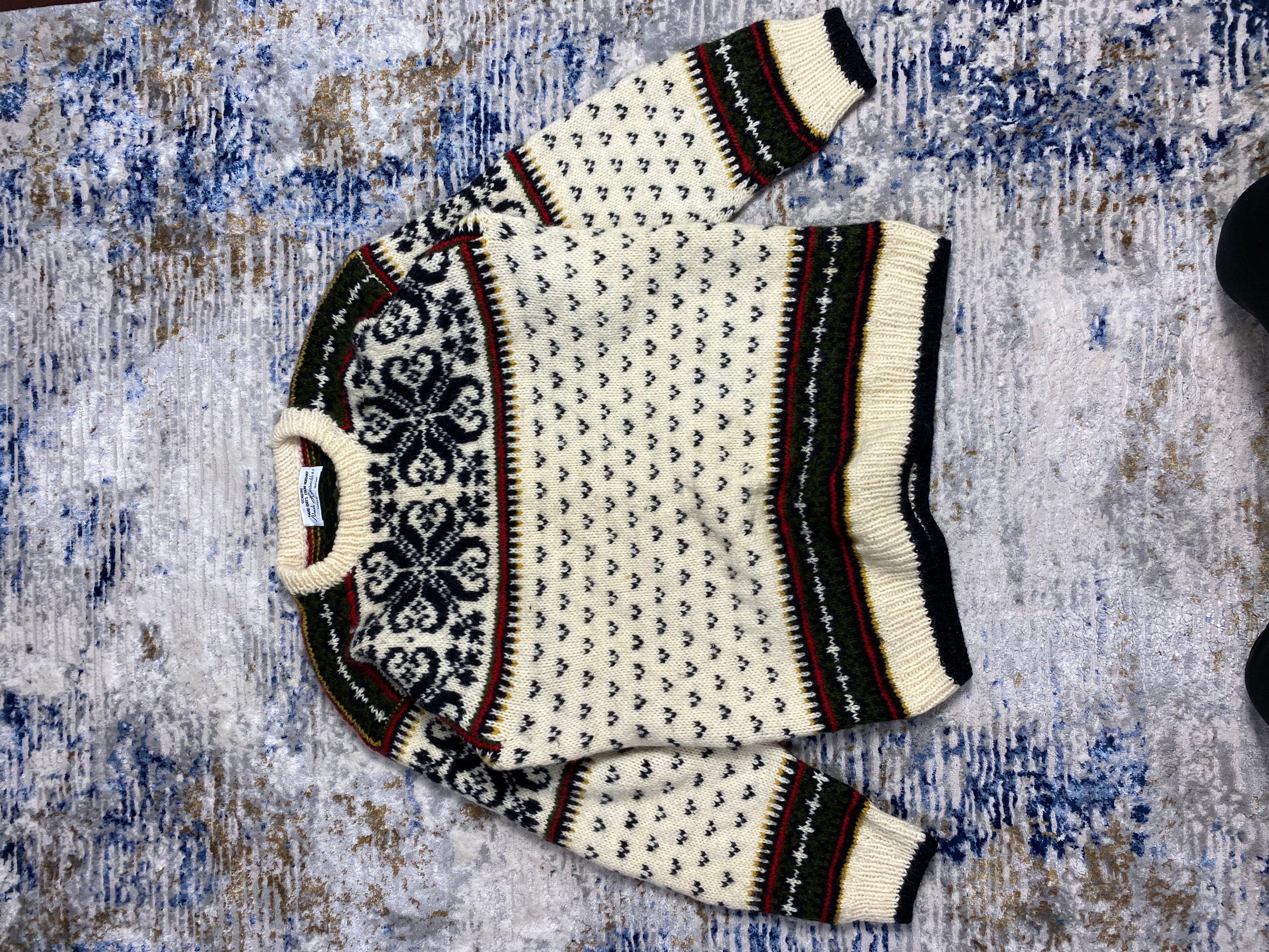 Pre-owned Vintage Handknitted Norway Wool Sweater In Cream