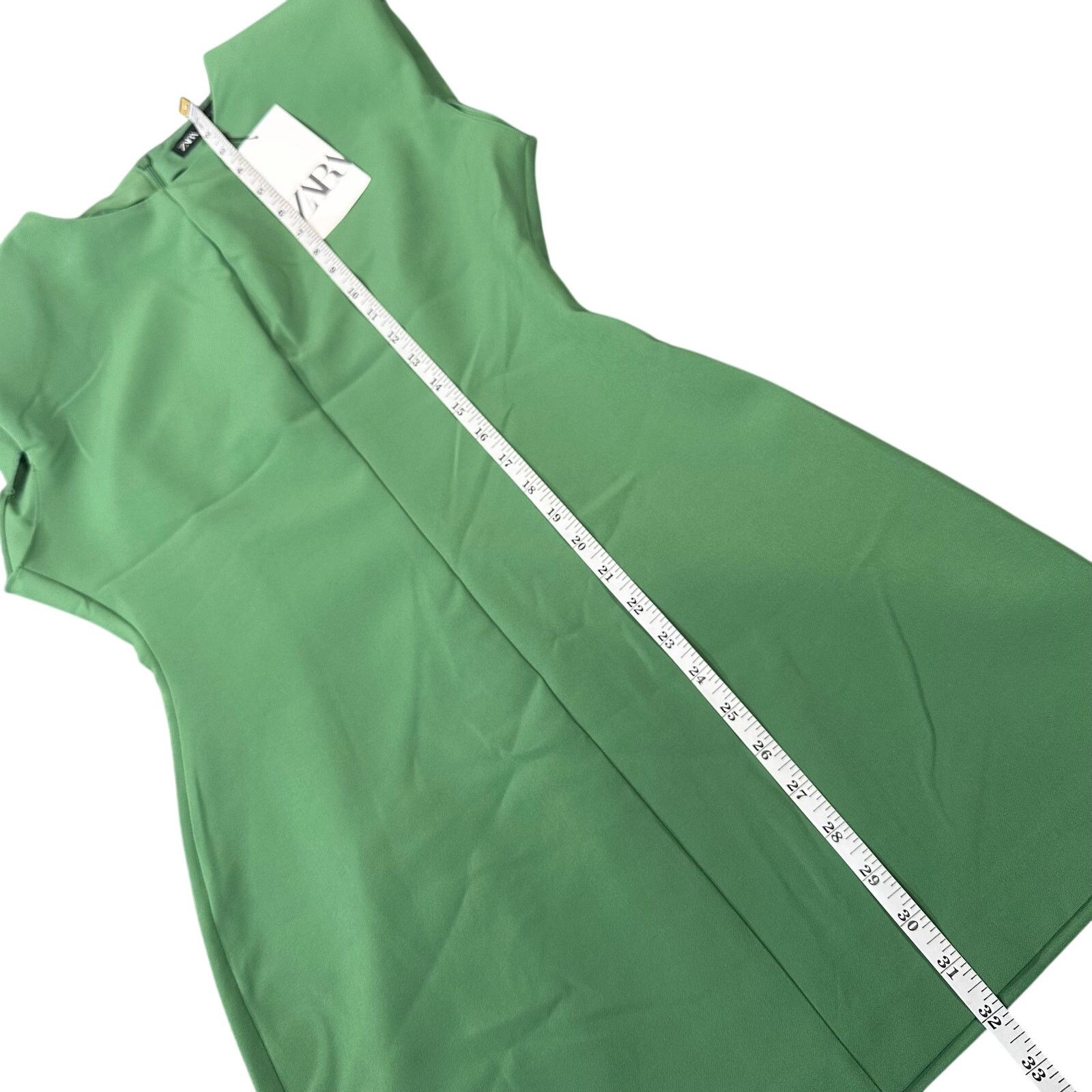 Zara Zara Crepe Mini Dress with Shoulder Pads Green Size M Size M / US 6-8 / IT 42-44 - 5 Thumbnail