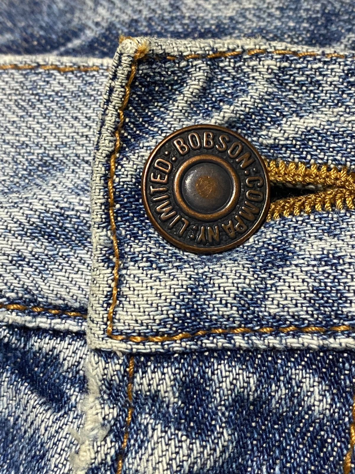 Japanese Brand Vintage Bobson Blue Faded Wash Distressed Loose Jeans Size US 31 - 10 Thumbnail