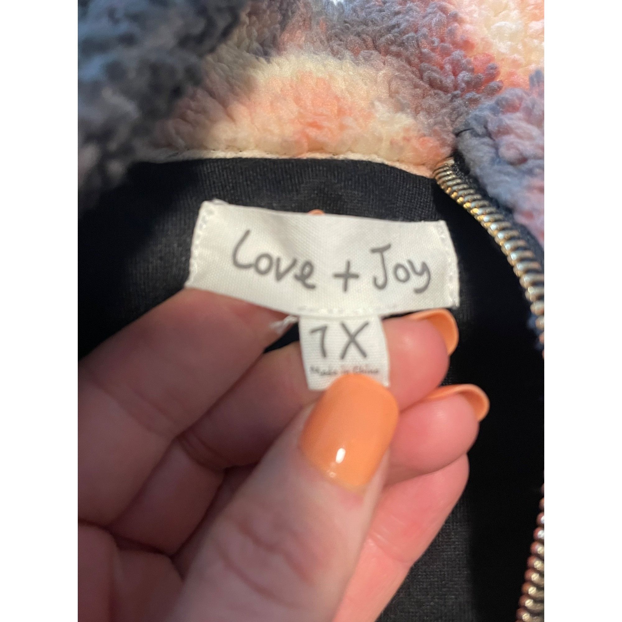Other Tie-Dye Sherpa Fleece Jacket 1X By Love + Joy Coral Black Go Size XL / US 12-14 / IT 48-50 - 3 Thumbnail