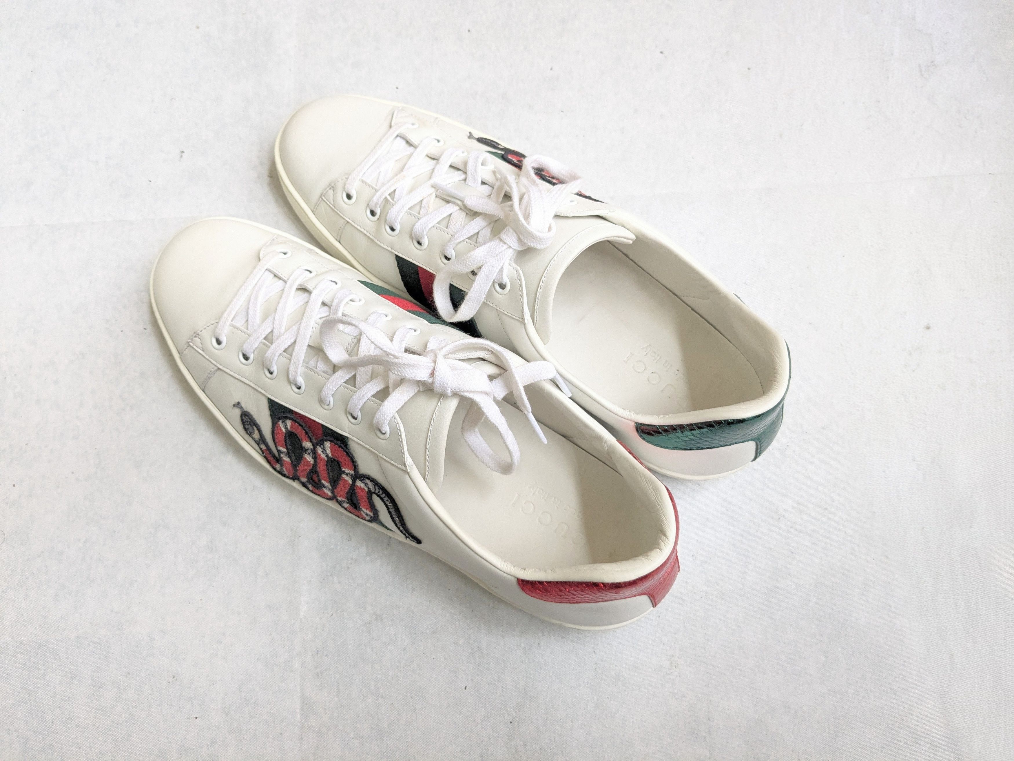 Gucci Gucci Ace Sneakers Snake 11.5 White Low Tops Leather Size US 11.5 / EU 44-45 - 9 Thumbnail