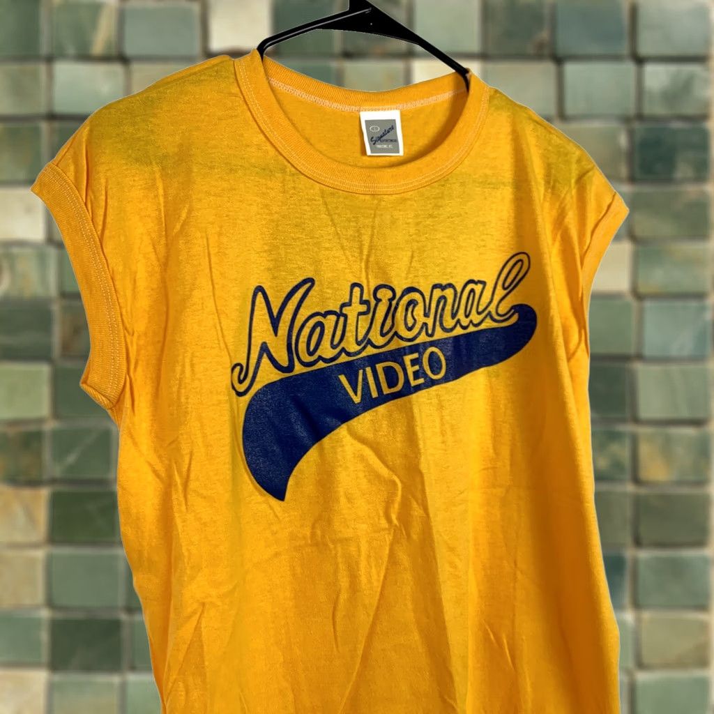 Vintage VINTAGE Signature Sportswear National Video Sleeveless Ringer Tee T-Shirt Large Yellow Mens N/A Size US L / EU 52-54 / 3 - 1 Thumbnail
