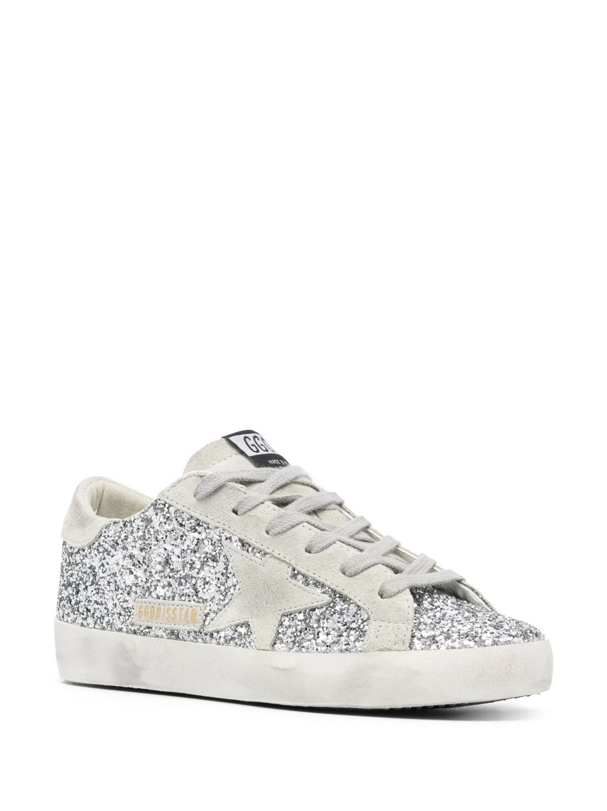 Golden Goose Women's Super-Star in silver glitter ice-gray suede star Size US 8 / IT 38 - 6 Thumbnail