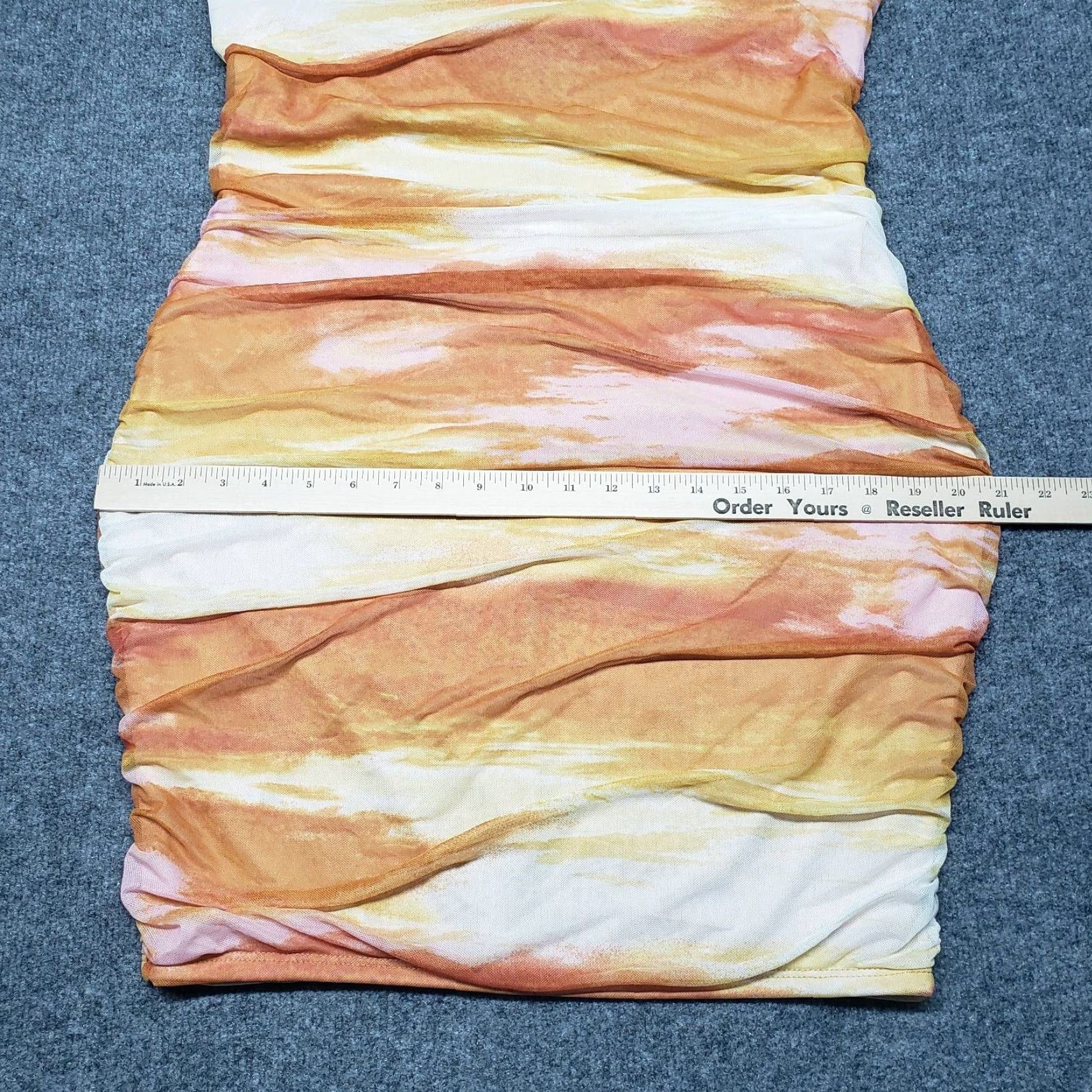 Vintage Rue21 Bodycon Dress Womens Plus 2XOrange Sunset Stretch Ruched Knee Length New Size XXL / US 16-18 / IT 52-54 - 6 Thumbnail