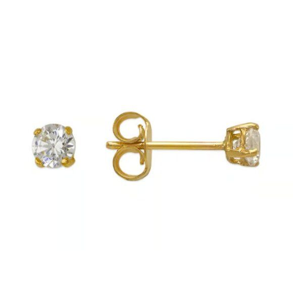 Handmade 3mm Lab Grown Diamonds 14K Gold Earring Studs Size ONE SIZE - 1 Thumbnail
