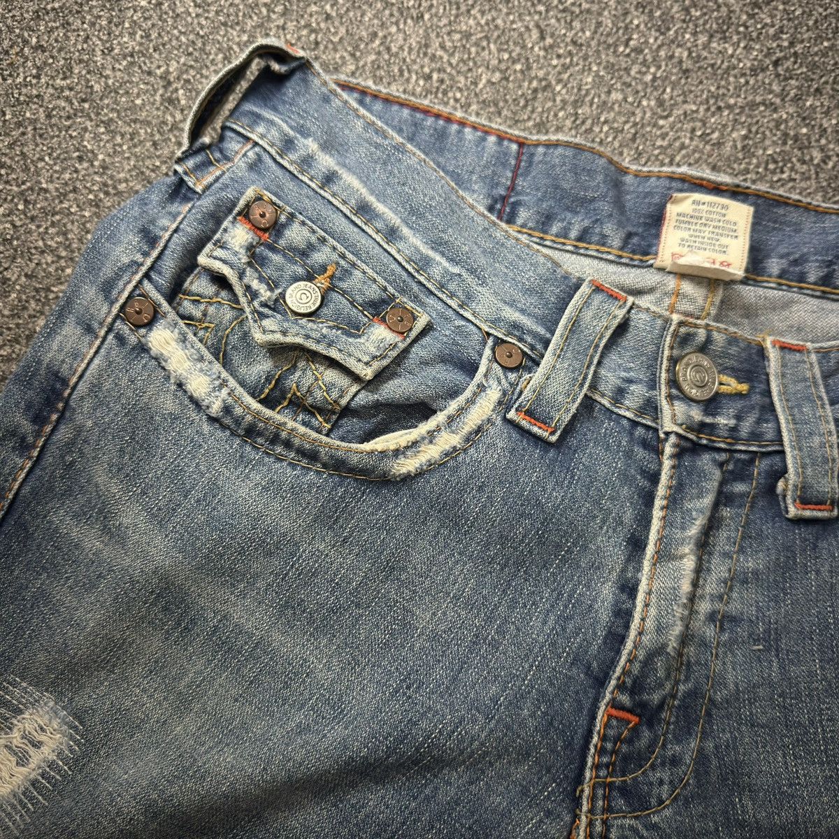 True Religion 🔥🇺🇸 Baggy Flared Distressed Jeans Hysteric Glamour Style Y2k Size US 34 / EU 50 - 10 Thumbnail