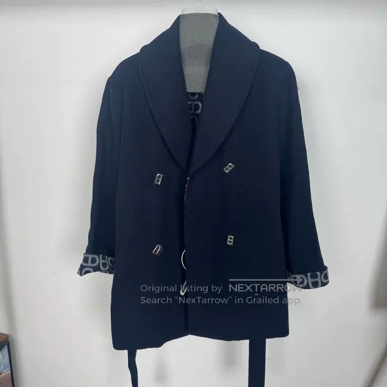 Hermes Hermes Navy Blue Reversible Pig Nose扣 Full Print Overcoat Size XS / US 0-2 / IT 36-38 - 2 Thumbnail