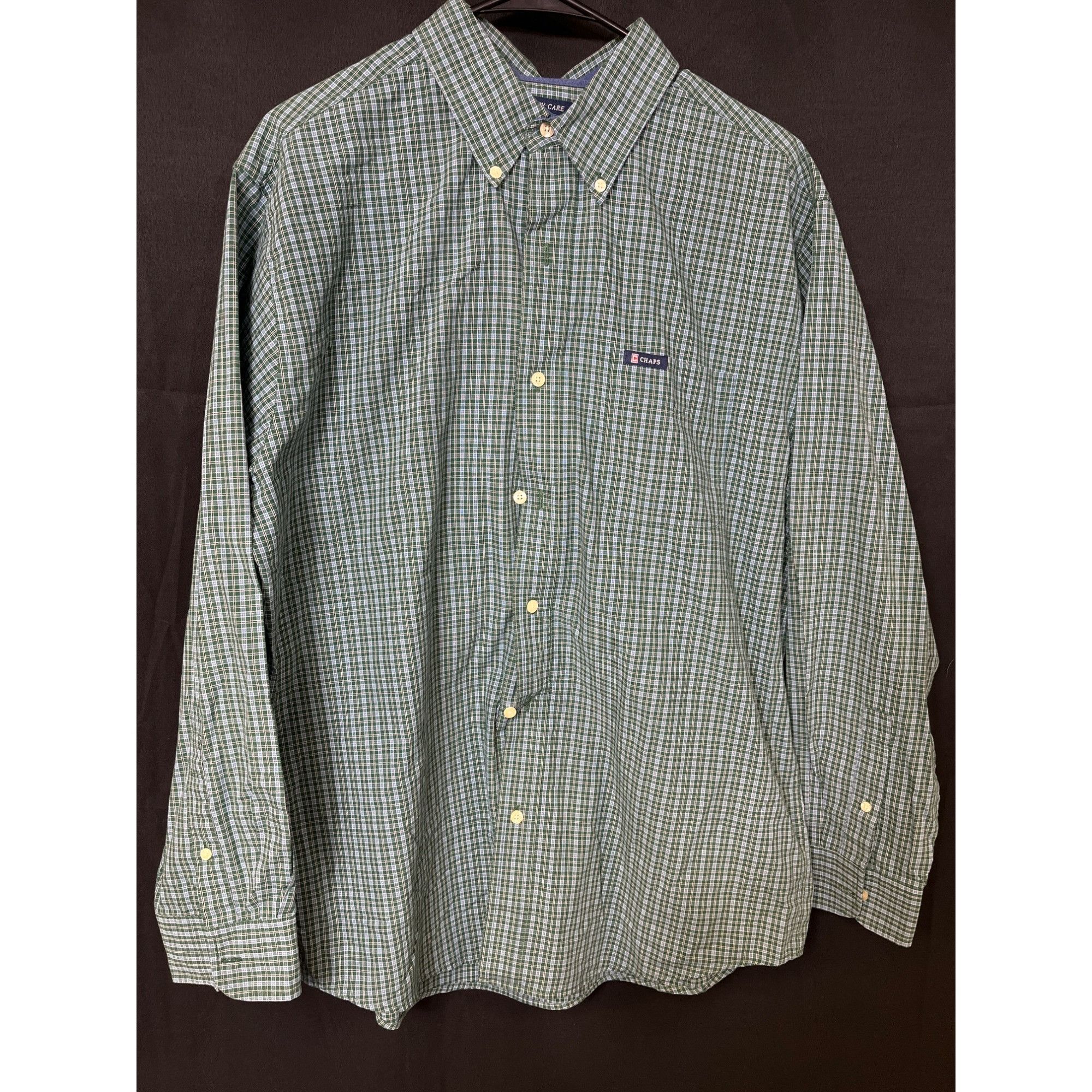 Chaps Chaps SKU 7623 Mens Green and Blue Plaid Button Down Shirt S Size US XL / EU 56 / 4 - 1 Thumbnail