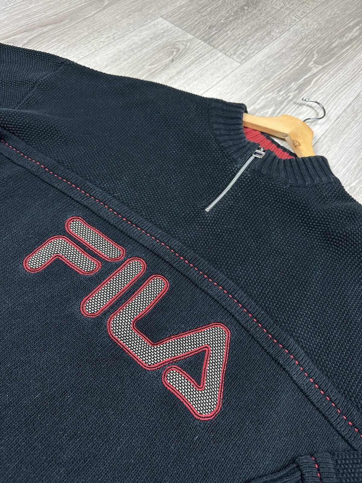 Fila × Vintage Vintage 90s FILA 1/3 Zip Sweater Knit Big Logo Y2K Size US XL / EU 56 / 4 - 5 Thumbnail