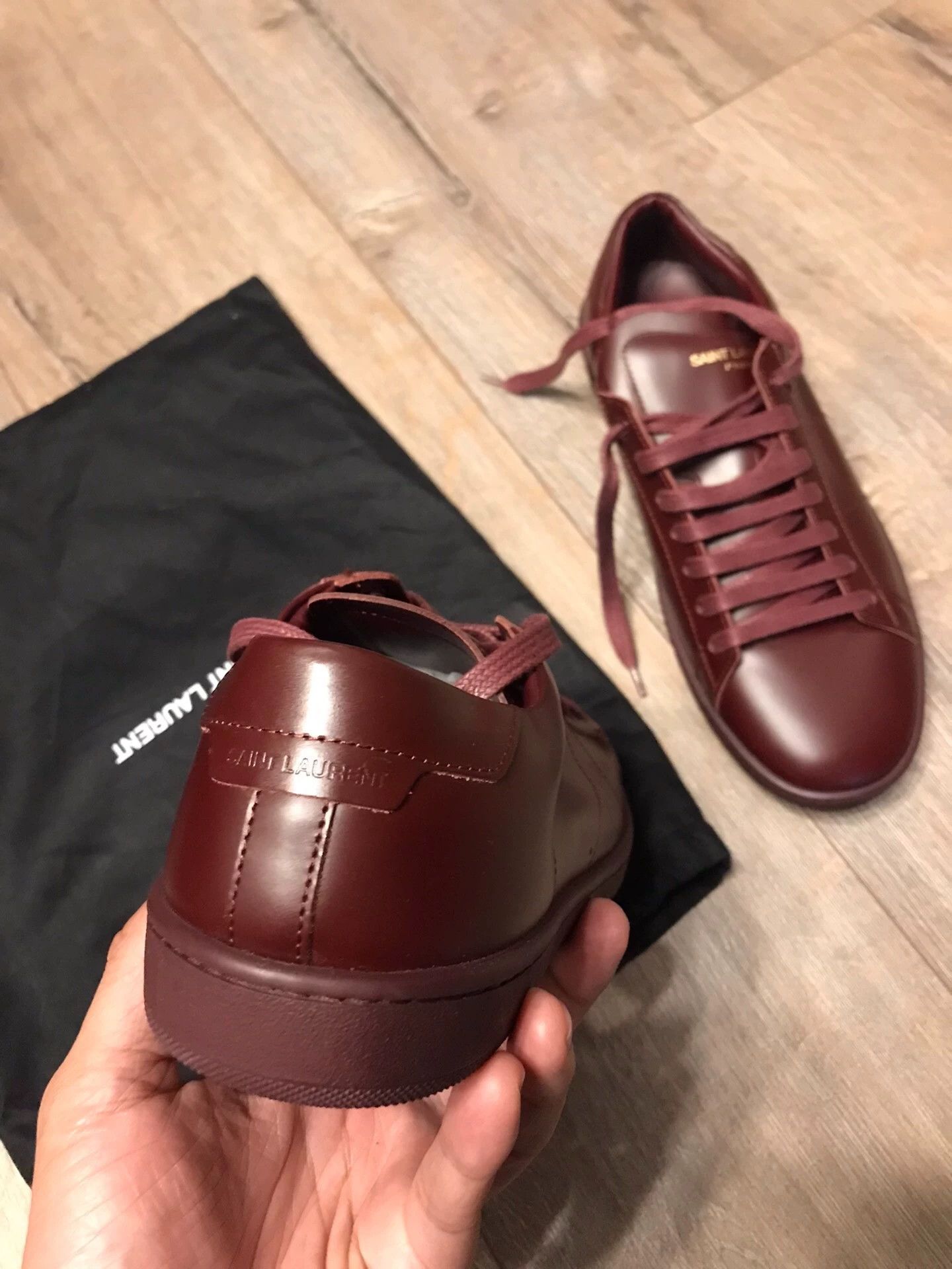 Saint Laurent Paris SLP 40 burgundy leather sneakers new with bag no box Size US 7 / EU 40 - 3 Thumbnail