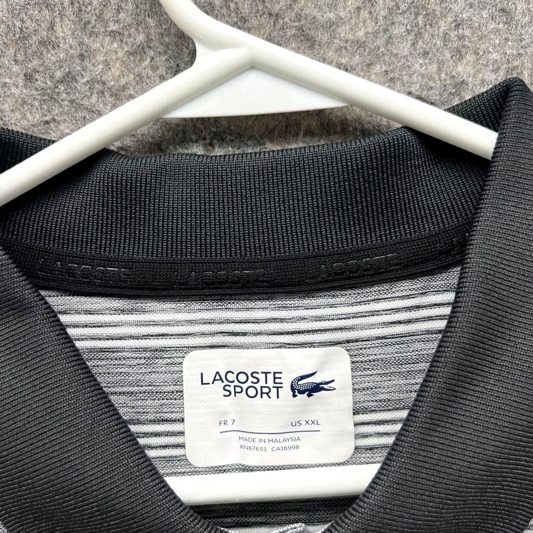 Lacoste Lacoste Polo Shirt Men XXL Gray Striped Polyester Casual Sport Shirt Size US XXL / EU 58 / 5 - 5 Thumbnail