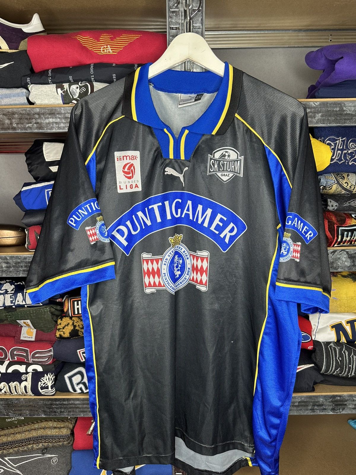 image of 11 Haas Puma Sk Sturm Graz 1998/99 Football Shirt in Black, Men's (Size 2XL)