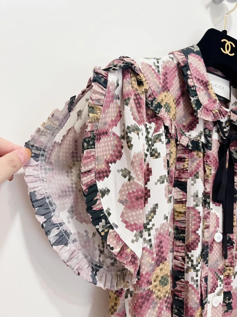 Gucci Gucci Doll collar retro printed shirt short-sleeved T-shirt Size XS / US 0-2 / IT 36-38 - 3 Thumbnail