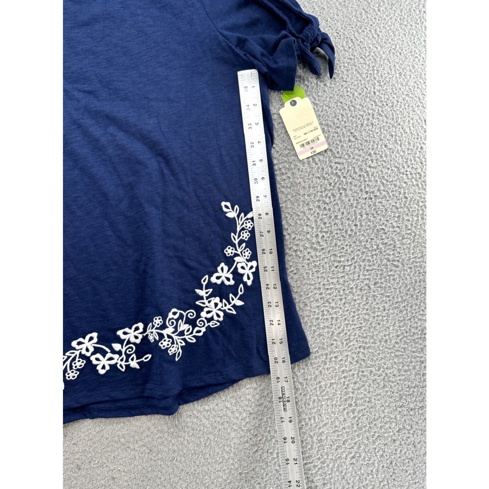 Vintage St. John's Bay T-Shirt Women’s Plus Size 2X Embroidered Floral Short Sleeve NEW Size XXL / US 16-18 / IT 52-54 - 6 Thumbnail