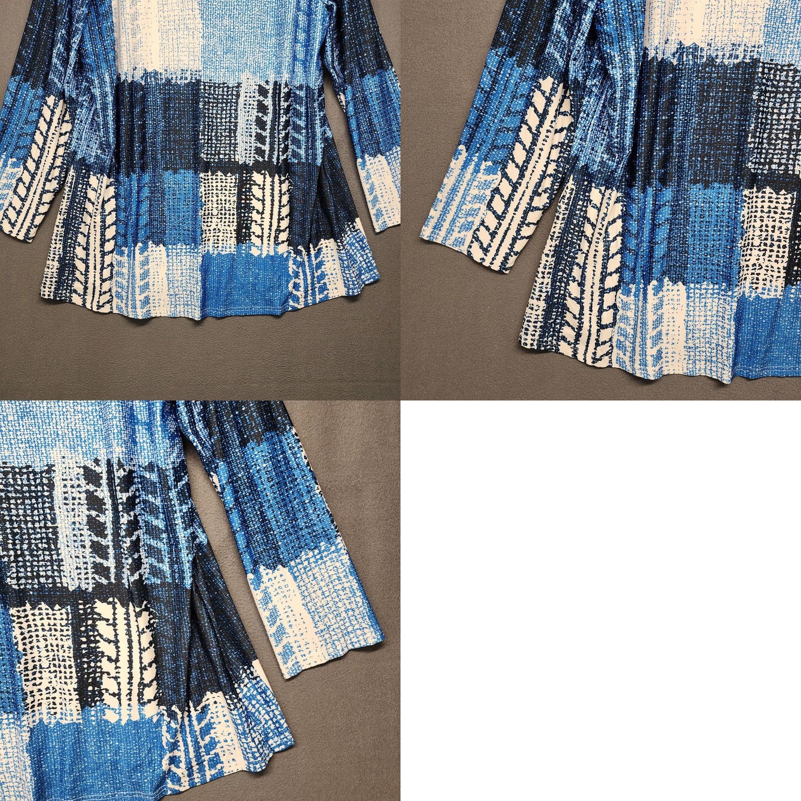 Vintage Lily by Firmiana Womens Top 3XL Blue Abstract V Neck Stretch Long Sleeve Tunic Size XXL / US 16-18 / IT 52-54 - 8 Thumbnail