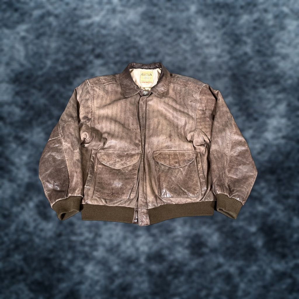 Vintage VINTAGE L'Officiel Leather Jacket Mens M Brown Bomber Jacket Paris Flight Aviator Corps D’Avion De Paris Brown Mens M Size US M / EU 48-50 / 2 - 1 Thumbnail