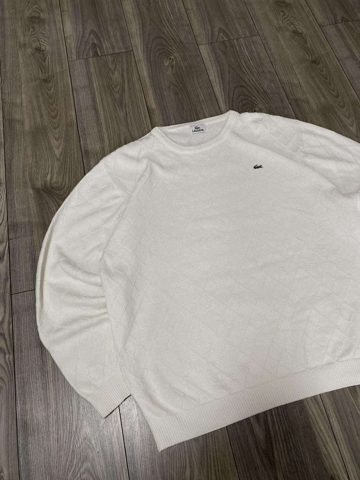 Lacoste Vintage Lacoste Crew Neck White Sweater Mens Size 8 Size US XXL / EU 58 / 5 - 2 Thumbnail