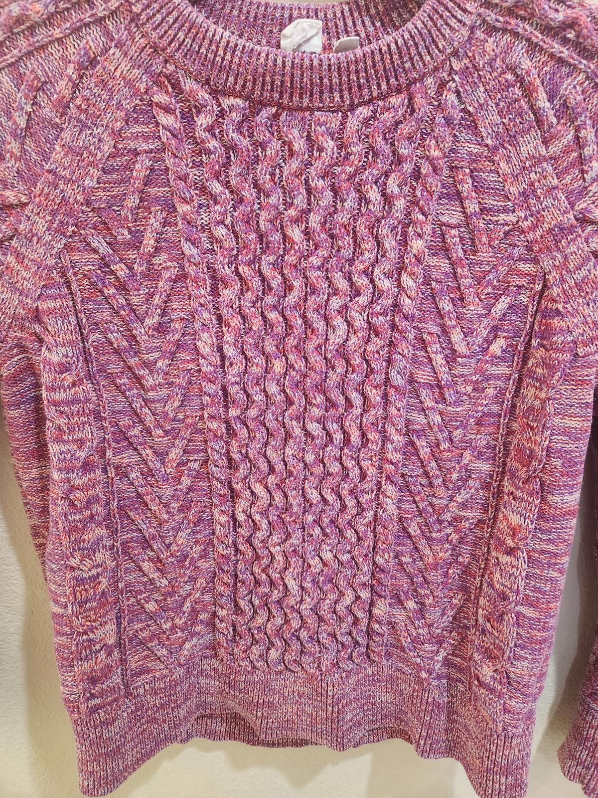 Gap Gap Women's Cable Knit sweater Pink Marbled cable crewneck Size M / US 6-8 / IT 42-44 - 3 Thumbnail