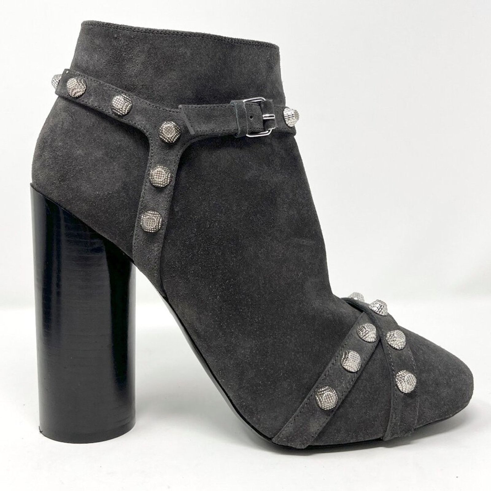 Balenciaga Balenciaga Grey Suede Silver Studded Ankle Boots – Size 39 Size US 9 / IT 39 - 3 Thumbnail