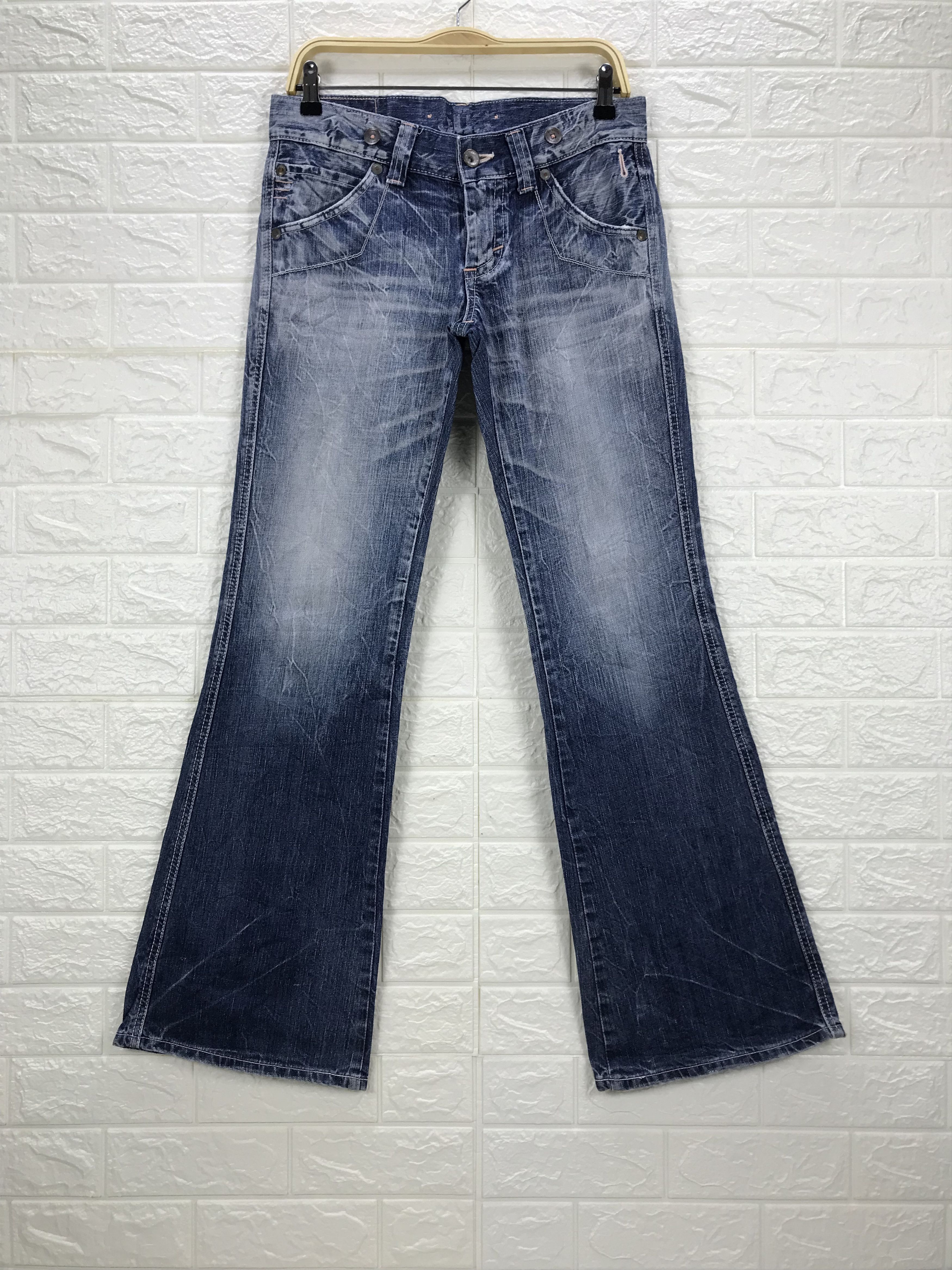 image of Edwin Faded Blue Buckle Back Flare Jeans, Men's (Size 32)