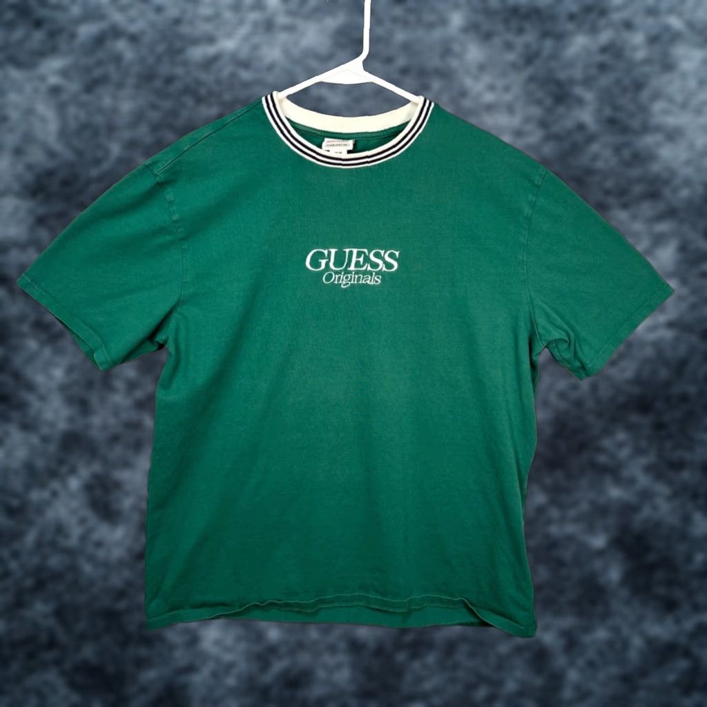 Guess Guess Originals Mens Medium Emerald Green Ringer T-Shirt Logo Cotton Knit Short Sleeve Crew Neck Shirt Men Size US M / EU 48-50 / 2 - 1 Thumbnail