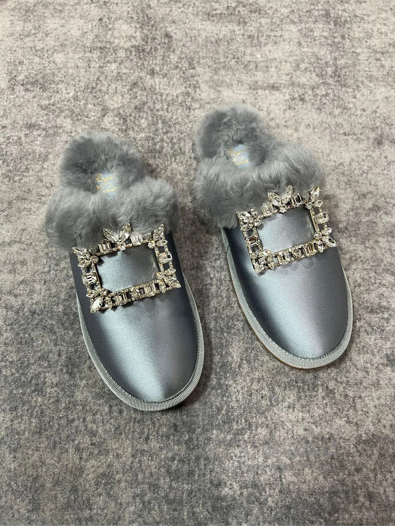 Roger Vivier Roger Vivier Crystal Button Fur Slippers| Size US 4.5 / IT 34.5 - 1 Thumbnail