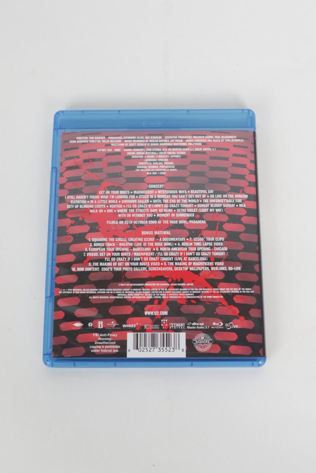 Universal Studios 2010's Universal Studios U2 360 At The Rose Bowl Blu-Ray DVD Size ONE SIZE - 2 Thumbnail