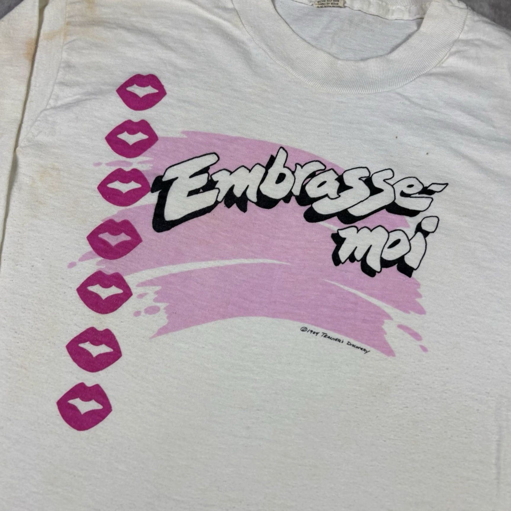 Vintage VINTAGE Embrasse Moi T Shirt French Funny Humor White Long Sleeve L Women 90s Barbie Screen Stars Designers? Size L / US 10 / IT 46 - 6 Thumbnail